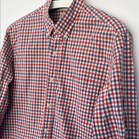 J. Crew Red and Blue Gingham Casual Button Down Shirt Medium 2 Ply 100% Cotton - Picture 5 of 15